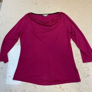 Boden cowl neck top, pink, light wool blend, size 10